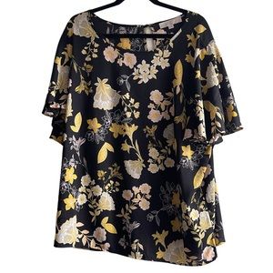 Loft Floral Flutter Sleeve Blouse